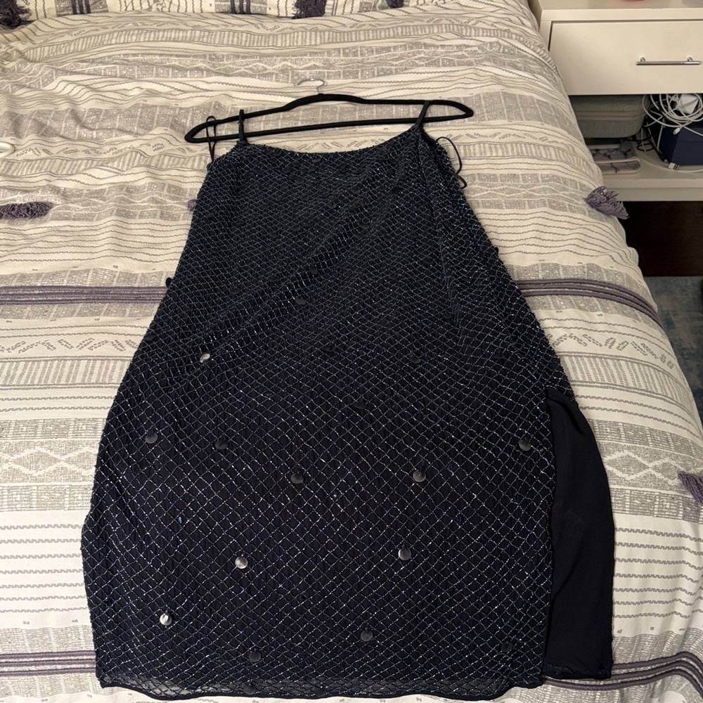 Elie Tahari Black Sequin Midi Dress